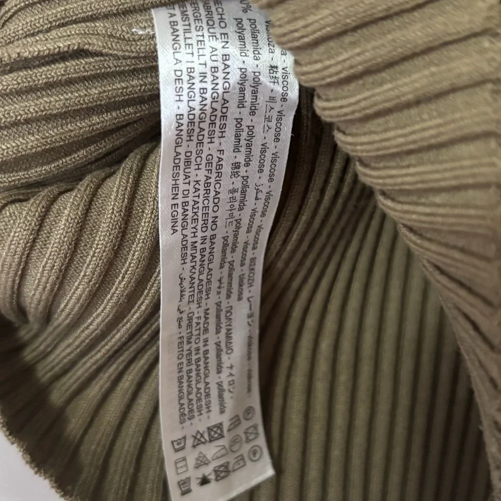 Zara| Taupe Ribbed Turtleneck Bodycon Fitted Long Sleeved Knit Top Sz M - Picture 5 of 6